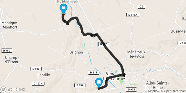Itinéraire vers Venarey-les-Laumes