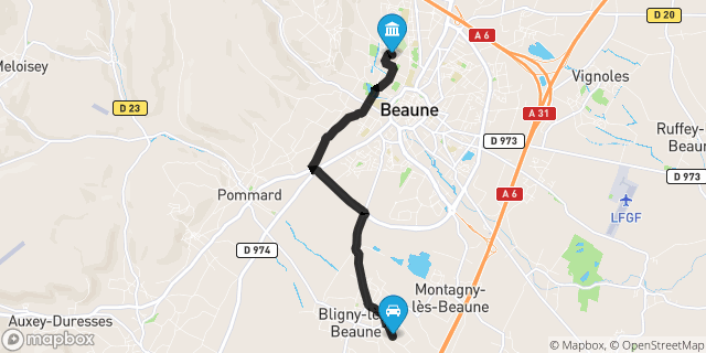 Itinéraire vers Beaune