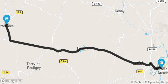 Itinéraire vers Semur-en-Auxois