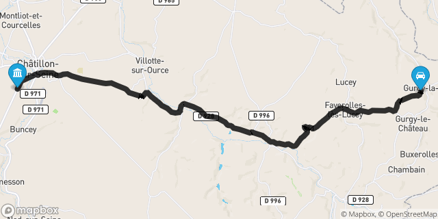 Itinéraire vers Châtillon-sur-Seine