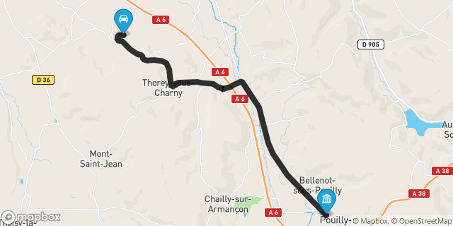 Itinéraire vers Pouilly-en-Auxois