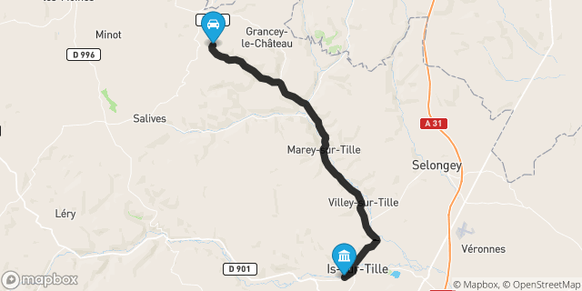 Itinéraire vers Is-sur-Tille