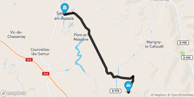 Itinéraire vers Semur-en-Auxois