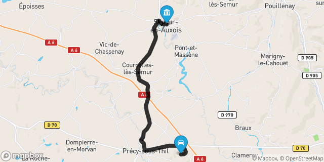 Itinéraire vers Semur-en-Auxois