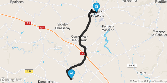Itinéraire vers Semur-en-Auxois