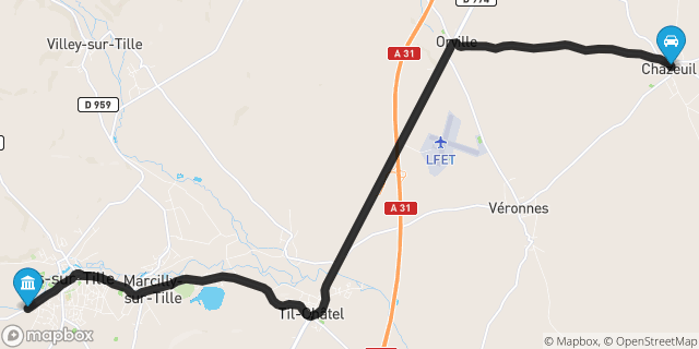 Itinéraire vers Is-sur-Tille