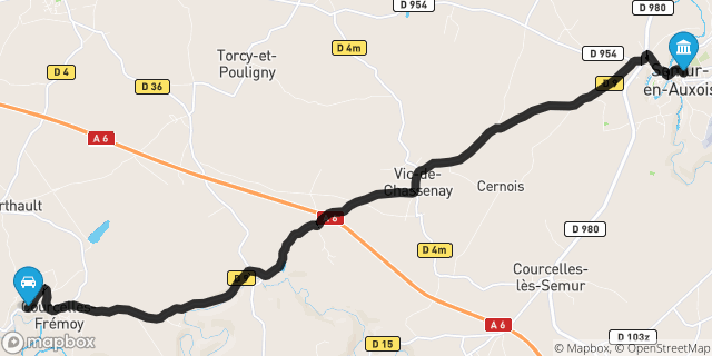 Itinéraire vers Semur-en-Auxois