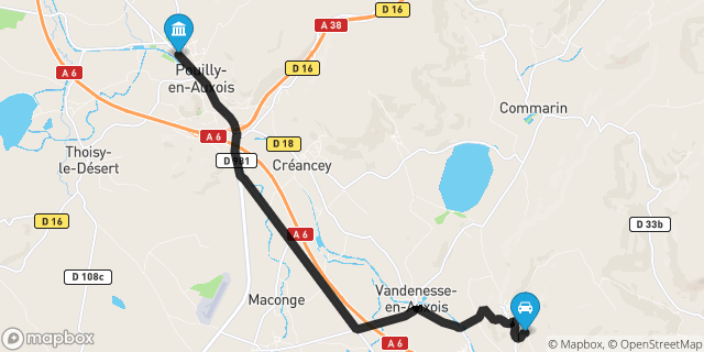 Itinéraire vers Pouilly-en-Auxois
