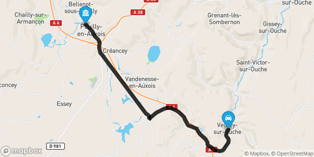 Itinéraire vers Pouilly-en-Auxois