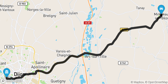 Itinéraire vers Dijon