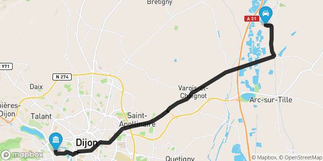 Itinéraire vers Dijon