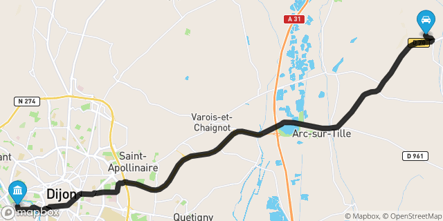 Itinéraire vers Dijon