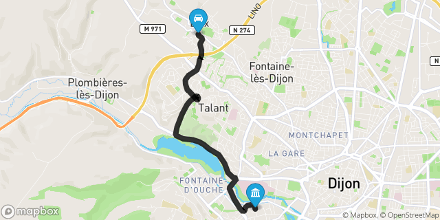 Itinéraire vers Dijon