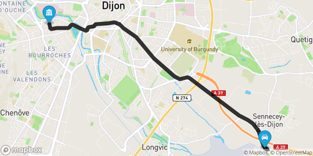 Itinéraire vers Dijon