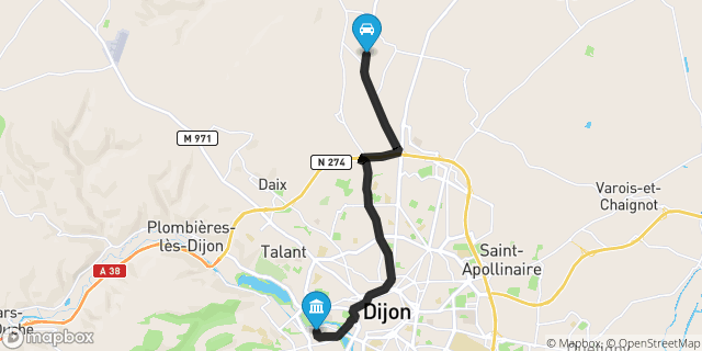 Itinéraire vers Dijon