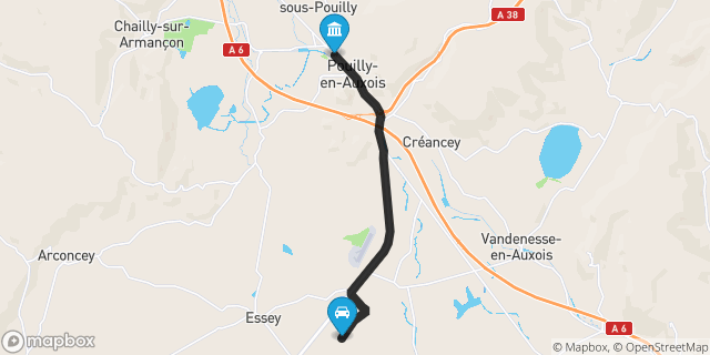 Itinéraire vers Pouilly-en-Auxois