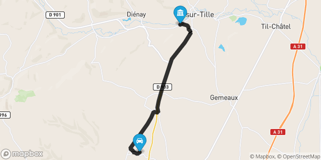 Itinéraire vers Is-sur-Tille