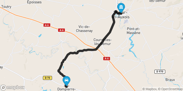Itinéraire vers Semur-en-Auxois