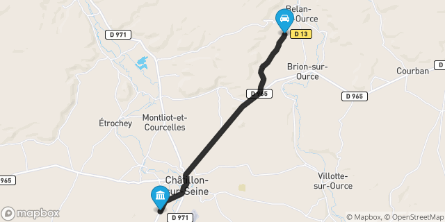 Itinéraire vers Châtillon-sur-Seine
