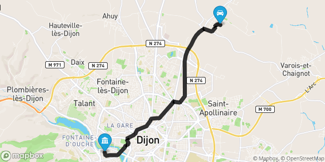 Itinéraire vers Dijon