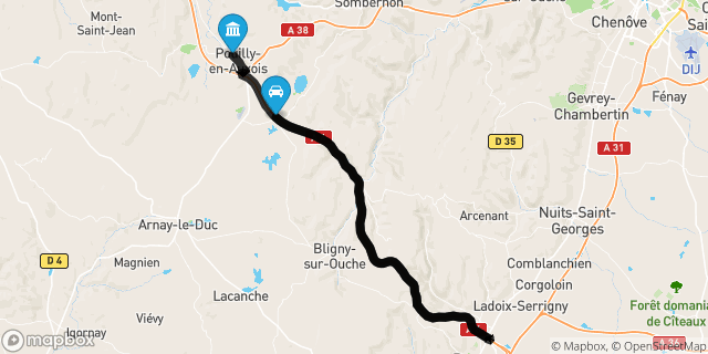 Itinéraire vers Pouilly-en-Auxois