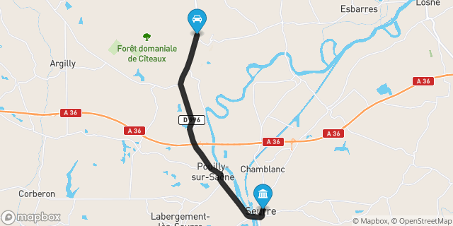 Itinéraire vers Seurre