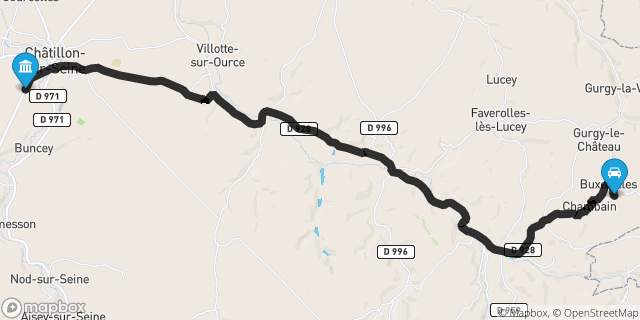 Itinéraire vers Châtillon-sur-Seine