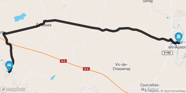 Itinéraire vers Semur-en-Auxois