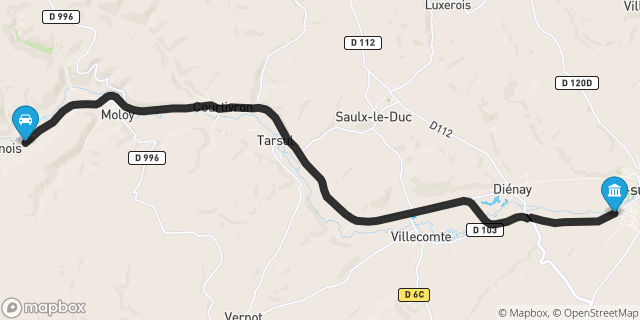 Itinéraire vers Is-sur-Tille