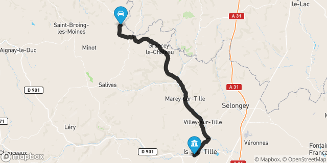 Itinéraire vers Is-sur-Tille