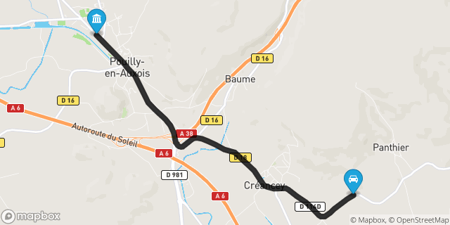 Itinéraire vers Pouilly-en-Auxois
