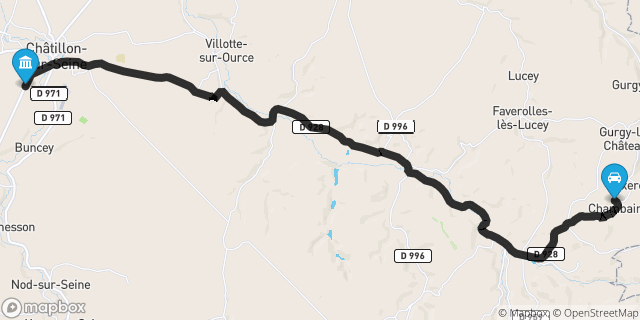 Itinéraire vers Châtillon-sur-Seine