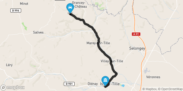 Itinéraire vers Is-sur-Tille