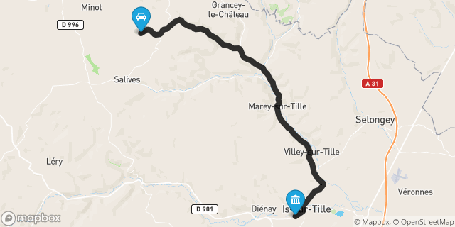 Itinéraire vers Is-sur-Tille