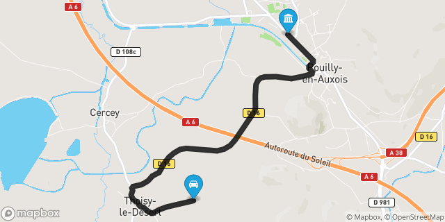 Itinéraire vers Pouilly-en-Auxois