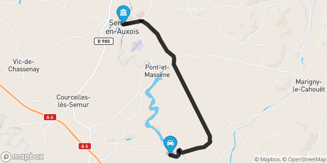 Itinéraire vers Semur-en-Auxois