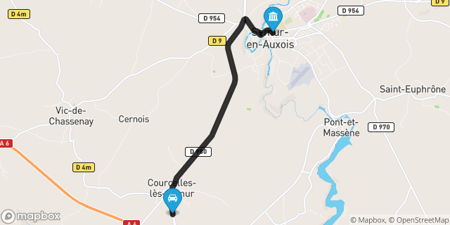 Itinéraire vers Semur-en-Auxois