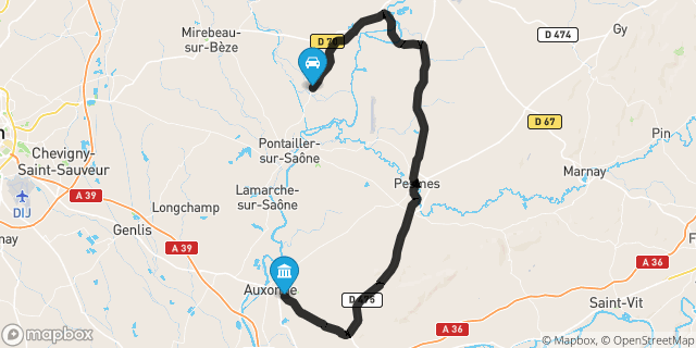 Itinéraire vers Auxonne