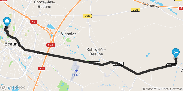 Itinéraire vers Beaune