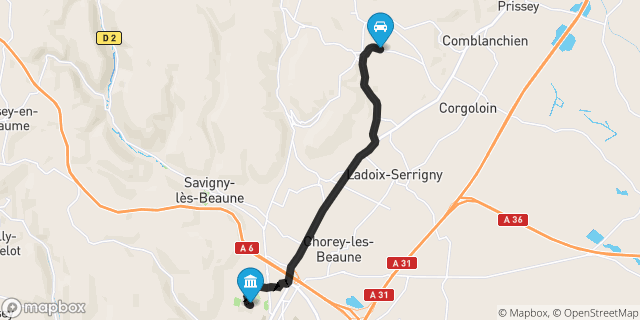 Itinéraire vers Beaune