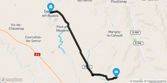 Itinéraire vers Semur-en-Auxois