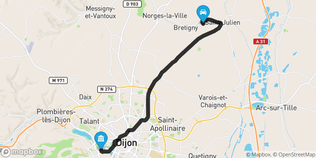 Itinéraire vers Dijon