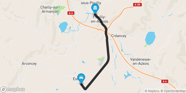 Itinéraire vers Pouilly-en-Auxois