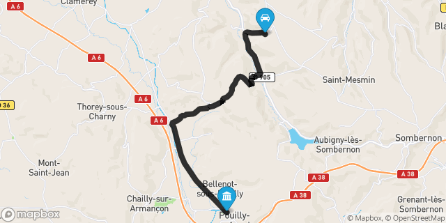 Itinéraire vers Pouilly-en-Auxois