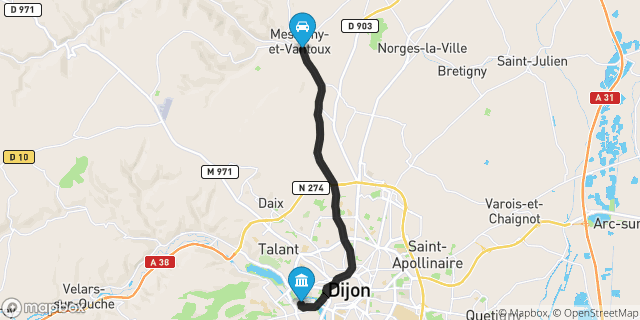 Itinéraire vers Dijon