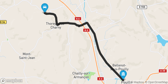 Itinéraire vers Pouilly-en-Auxois