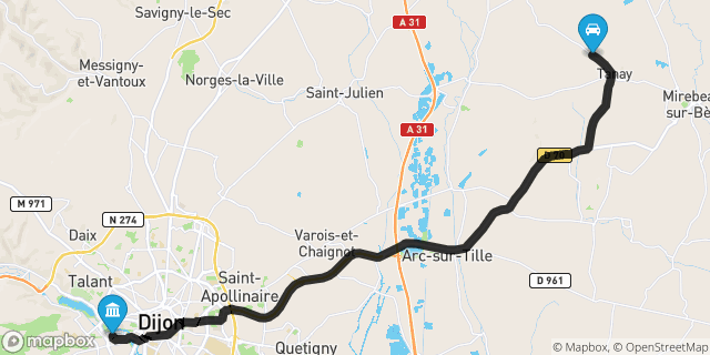 Itinéraire vers Dijon