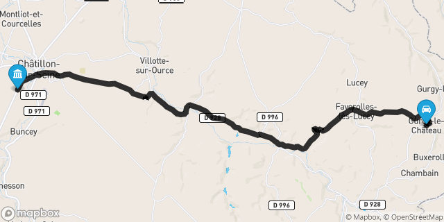 Itinéraire vers Châtillon-sur-Seine