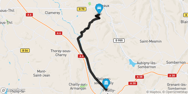 Itinéraire vers Pouilly-en-Auxois
