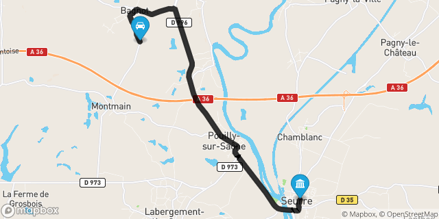 Itinéraire vers Seurre